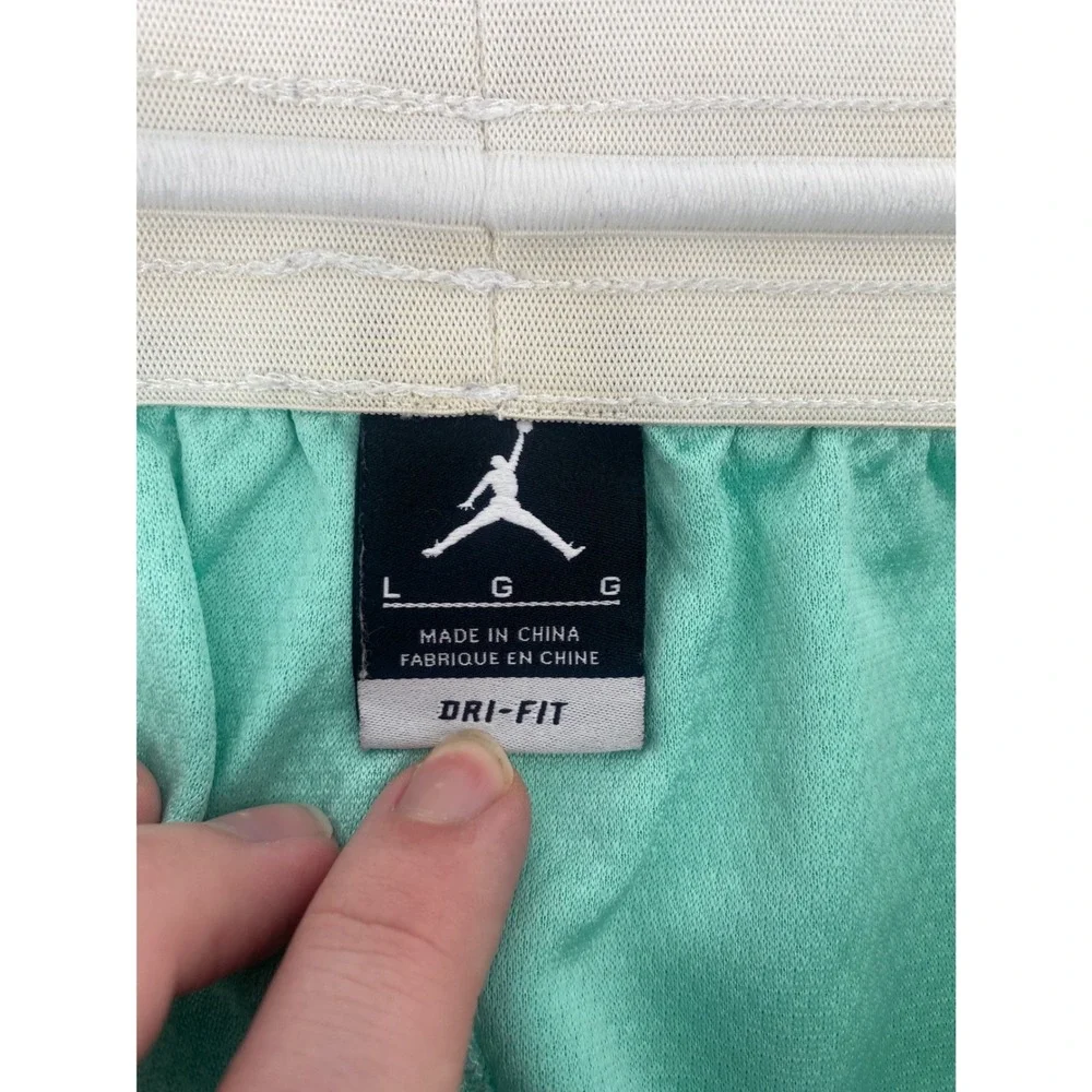 Jordan Basketball Shorts Large Mint Green Excellent Dri-FIT Mesh Striped Mens